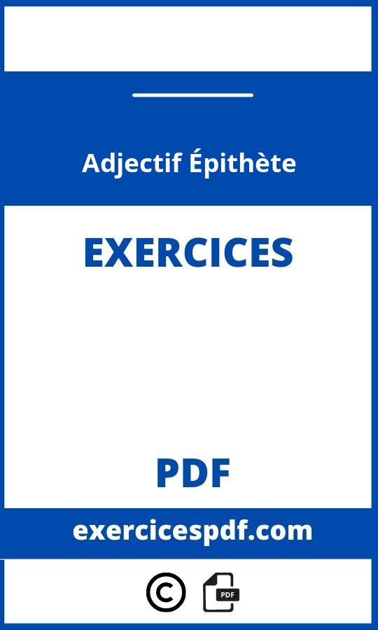 Adjectif Épithète Exercices Pdf