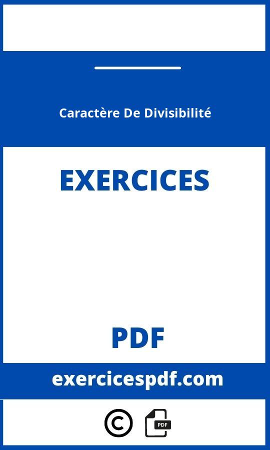 Caractère De Divisibilité Exercices