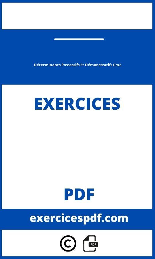 Exercices Déterminants Possessifs Et Démonstratifs Cm2