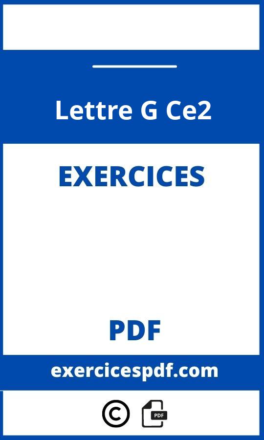 Exercices Lettre G Ce2