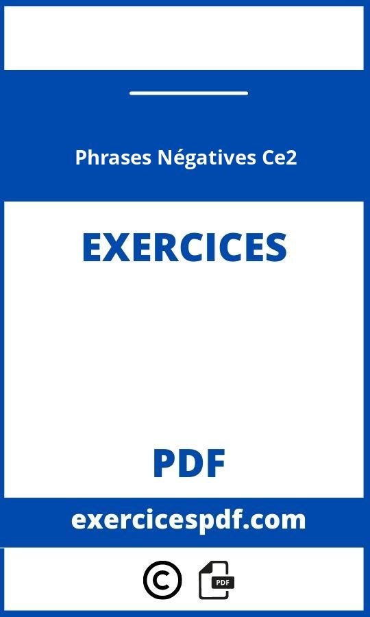 Exercices Phrases Négatives Ce2