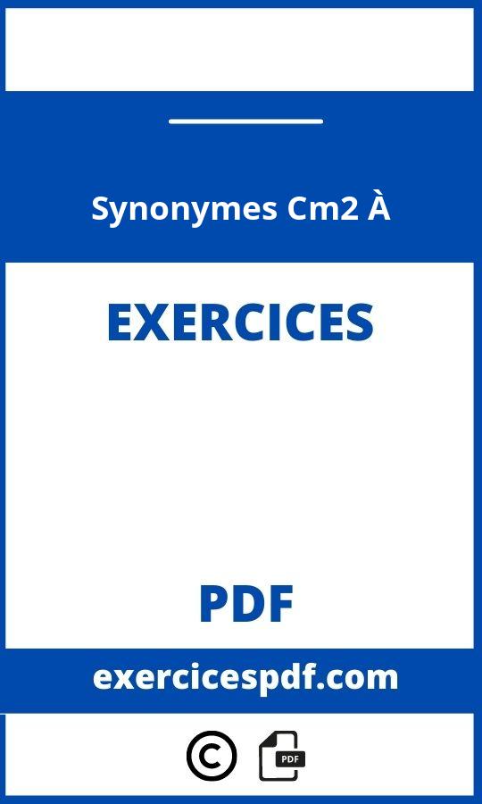 Exercices Synonymes Cm2 À Imprimer